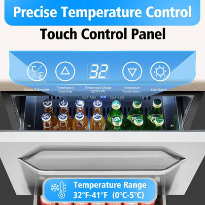 5.1 Cu.Ft 24 In. Built-In Undercounter Double Drawer Refrigerator in Stainless Steel