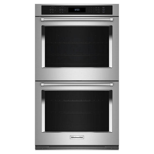 30 In. Double Electric Wall Oven with Convection Self-Cleaning in Stainless Steel