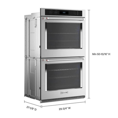 30 In. Double Electric Wall Oven with Convection Self-Cleaning in Stainless Steel