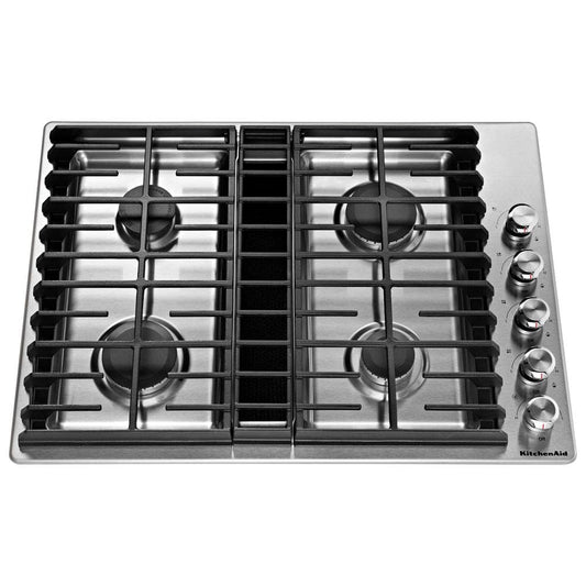 30 In. Gas Downdraft Cooktop in Stainless Steel with 4 Burners