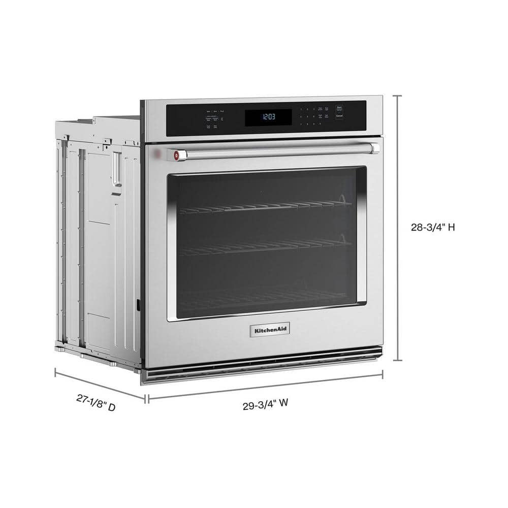 30 In. Single Electric Wall Oven with Convection Self-Cleaning in Stainless Steel