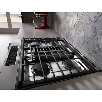 6.4 Cu. Ft. Downdraft Slide-In Dual Fuel Range with Self-Cleaning Convection Oven in Stainless Steel