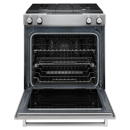 6.4 Cu. Ft. Downdraft Slide-In Dual Fuel Range with Self-Cleaning Convection Oven in Stainless Steel