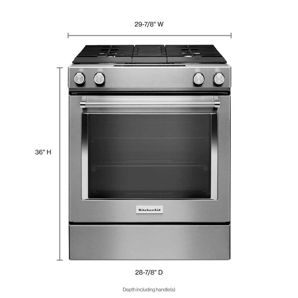 6.4 Cu. Ft. Downdraft Slide-In Dual Fuel Range with Self-Cleaning Convection Oven in Stainless Steel