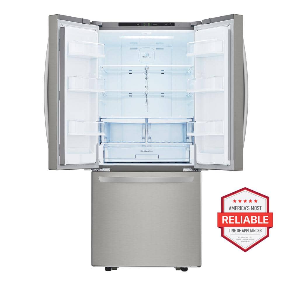 30 In. W 22 Cu. Ft. French Door Refrigerator with Ice Maker in Stainless Steel
