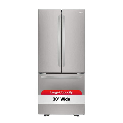 30 In. W 22 Cu. Ft. French Door Refrigerator with Ice Maker in Stainless Steel