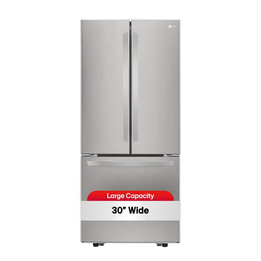 30 In. W 22 Cu. Ft. French Door Refrigerator with Ice Maker in Stainless Steel
