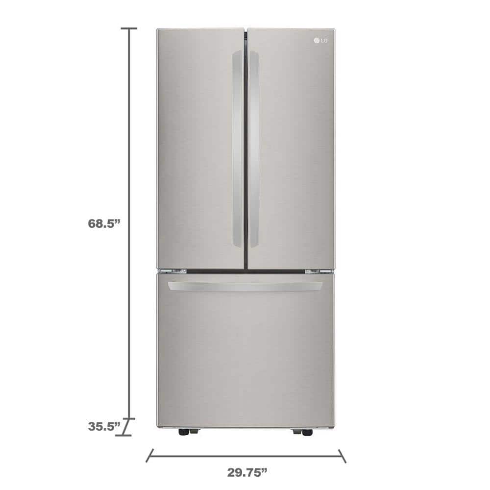 30 In. W 22 Cu. Ft. French Door Refrigerator with Ice Maker in Stainless Steel