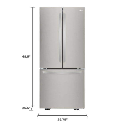 30 In. W 22 Cu. Ft. French Door Refrigerator with Ice Maker in Stainless Steel
