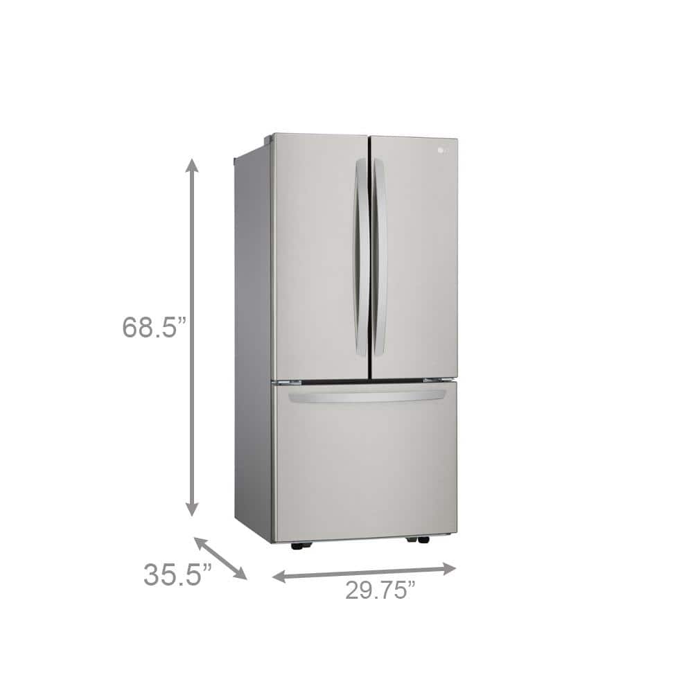 30 In. W 22 Cu. Ft. French Door Refrigerator with Ice Maker in Stainless Steel