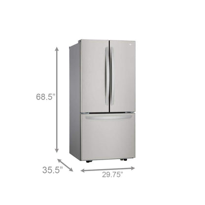 30 In. W 22 Cu. Ft. French Door Refrigerator with Ice Maker in Stainless Steel