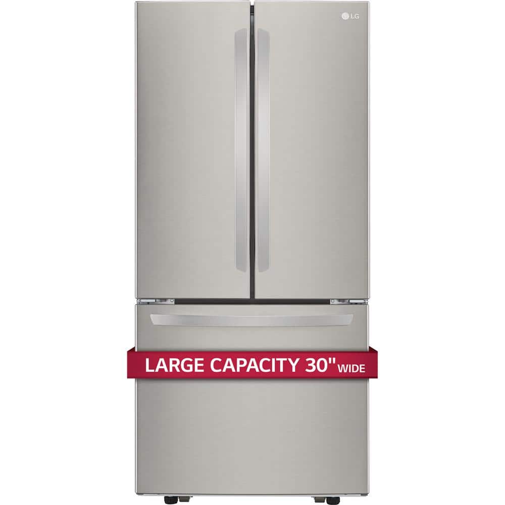 30 In. W 22 Cu. Ft. French Door Refrigerator with Ice Maker in Stainless Steel