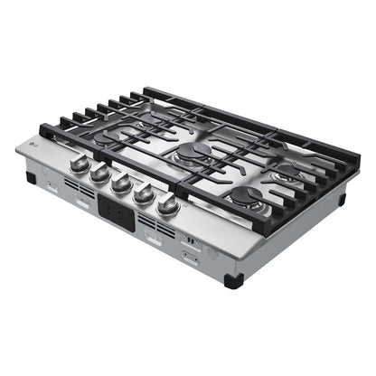 30 In. Gas Cooktop in Stainless Steel with 5 Burners with Easyclean