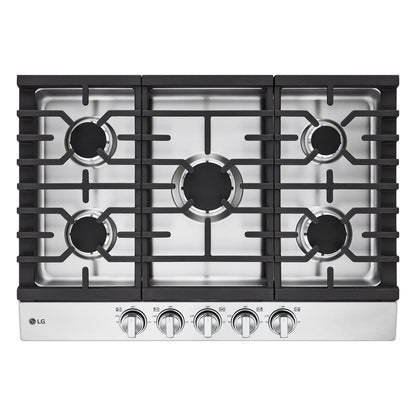 30 In. Gas Cooktop in Stainless Steel with 5 Burners with Easyclean