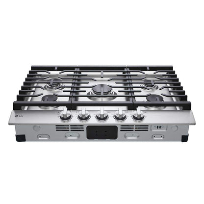 30 In. Gas Cooktop in Stainless Steel with 5 Burners with Easyclean
