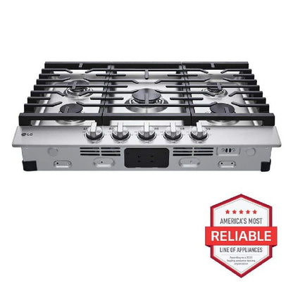 30 In. Gas Cooktop in Stainless Steel with 5 Burners with Easyclean