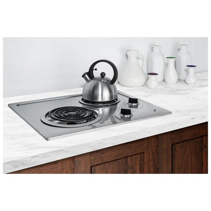 21 In. Coil Electric Cooktop in Stainless Steel with 2 Elements, 220-Volt