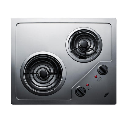 21 In. Coil Electric Cooktop in Stainless Steel with 2 Elements, 220-Volt