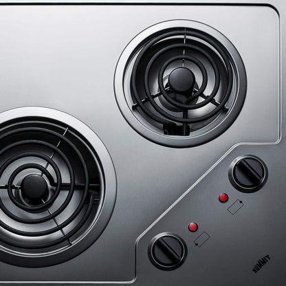 21 In. Coil Electric Cooktop in Stainless Steel with 2 Elements, 220-Volt