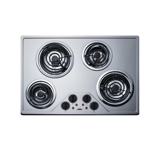 29.38 In. Coil Top Electric Cooktop in Stainless Steel with 4 Elements