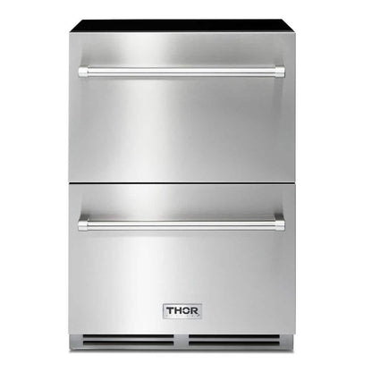 24 In. 5.4 Cu. Ft. Double Drawer Built-In or Freestanding Refrigerator in Stainless Steel