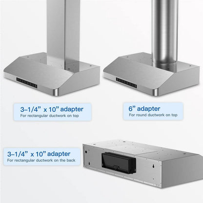 42 In. 900 CFM Ducted under Cabinet Range Hood in Stainless Steel with 3 -Way Venting and Removable LED