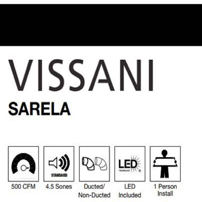 Sarela 30 In. W X 7 In. H 500CFM Convertible under Cabinet Range Hood in Stainless Steel with LED Lights and Filter