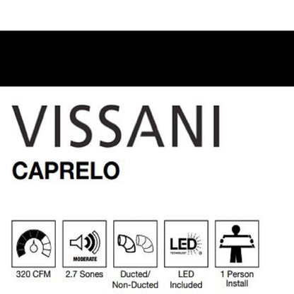 Caprelo 30 In. 320 CFM Convertible under Cabinet Range Hood in Stainless Steel with LED Lighting and Charcoal Filter