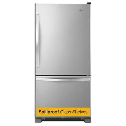 22 Cu. Ft. Bottom Freezer Refrigerator in Stainless Steel with Spill Guard Glass Shelves