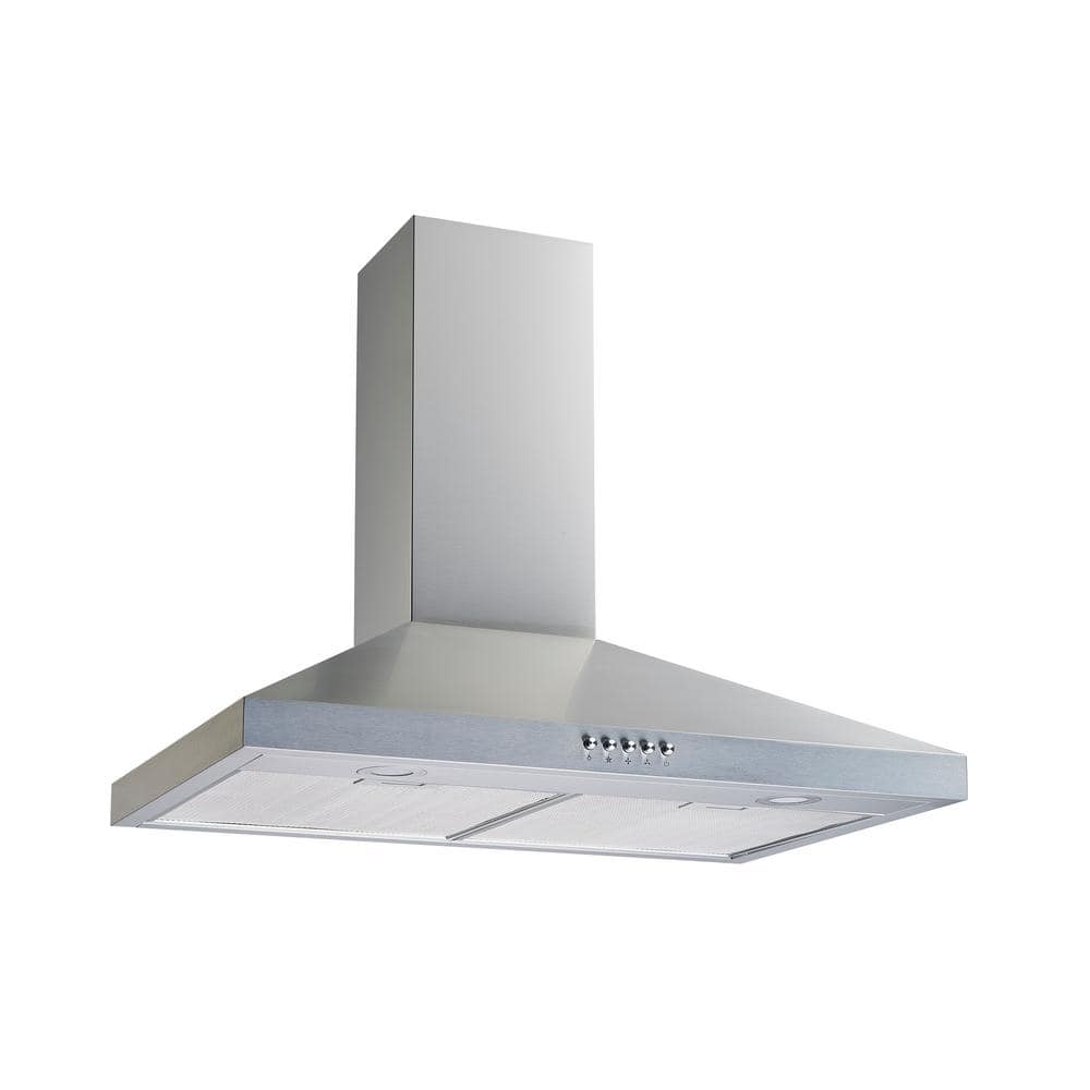 30 In. 300 CFM Convertible Wall Mount Range Hood in Stainless Steel with Mesh Filters and Push Button Control