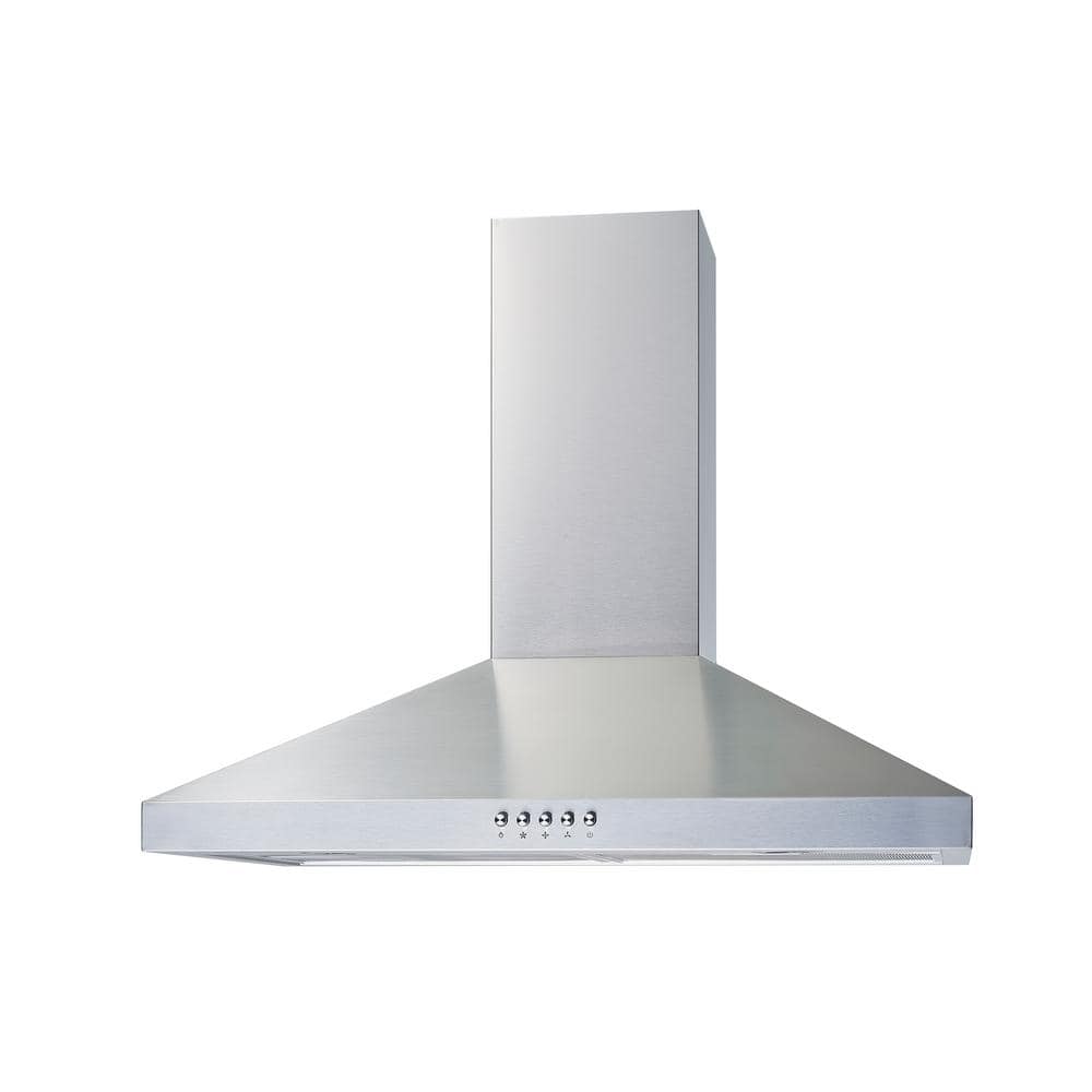 30 In. 300 CFM Convertible Wall Mount Range Hood in Stainless Steel with Mesh Filters and Push Button Control