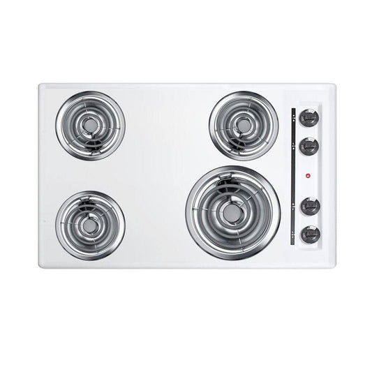 30 In. Coil Electric Cooktop in White with 4 Elements